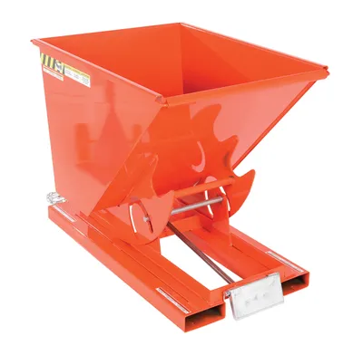 Vestil Steel Heavy Duty Self Dumping Hopper 1/2 Cubic Yard 6000 Lb. Capacity Orange
