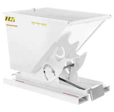 Vestil Steel Heavy Duty Self Dumping Hopper 1/2 Cubic Yard 6000 Lb. Capacity White
