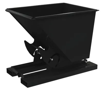 Vestil Steel Light Duty No Bump & Dump Hopper 1/2 Cubic Yard 2000 Lb. Capacity Semi Gloss Black
