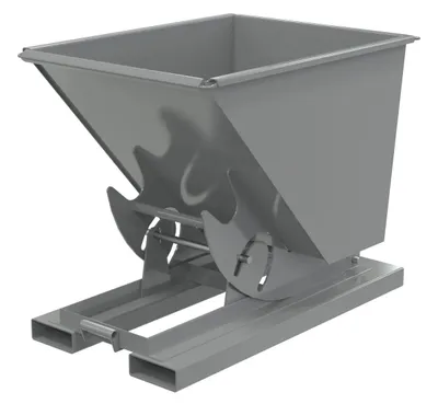 Vestil Steel Light Duty No Bump & Dump Hopper 1/2 Cubic Yard 2000 Lb. Capacity Battleship Gray