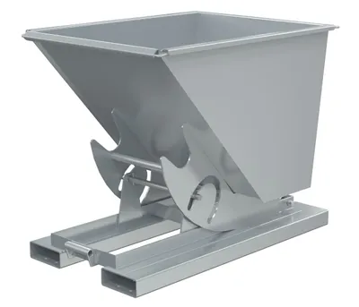 Vestil Steel Light Duty No Bump & Dump Hopper 1/2 Cubic Yard 2000 Lb. Capacity Silver