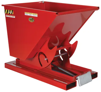 Vestil Steel Light Duty Self Dumping Hopper 1/2 Cubic Yard 2000 Lb. Capacity Soda Red