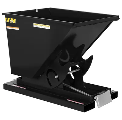 Vestil Steel Medium Duty Self Dumping Hopper 1/2 Cubic Yard 4000 Lb. Capacity Semi Gloss Black