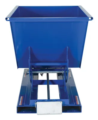 Vestil D-50-MD d style - self-dumping steel hoppers with bumper release shown from an alternate angle
