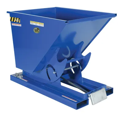 Vestil Steel Medium Duty Self Dumping Hopper 1/2 Cubic Yard 4000 Lb. Capacity Blue