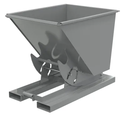 Vestil Steel Medium Duty No Bump & Dump Hopper 1/2 Cubic Yard 4000 Lb. Capacity Battleship Gray