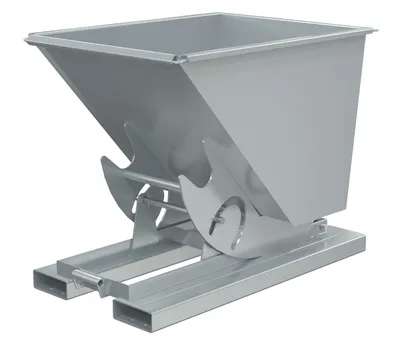 Vestil Steel Medium Duty No Bump & Dump Hopper 1/2 Cubic Yard 4000 Lb. Capacity Silver