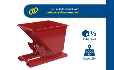 Vestil D-50-MD-NB-SR d-style hoppers, no bump & dump feature highlights