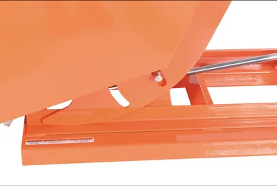 Vestil D-50-MD-ORG-C d style - self-dumping steel hoppers with bumper release shown from an alternate angle