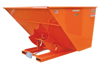 Vestil Steel Medium Duty Self Dumping Hopper 1/2 Cubic Yard 4000 Lb. Capacity Orange