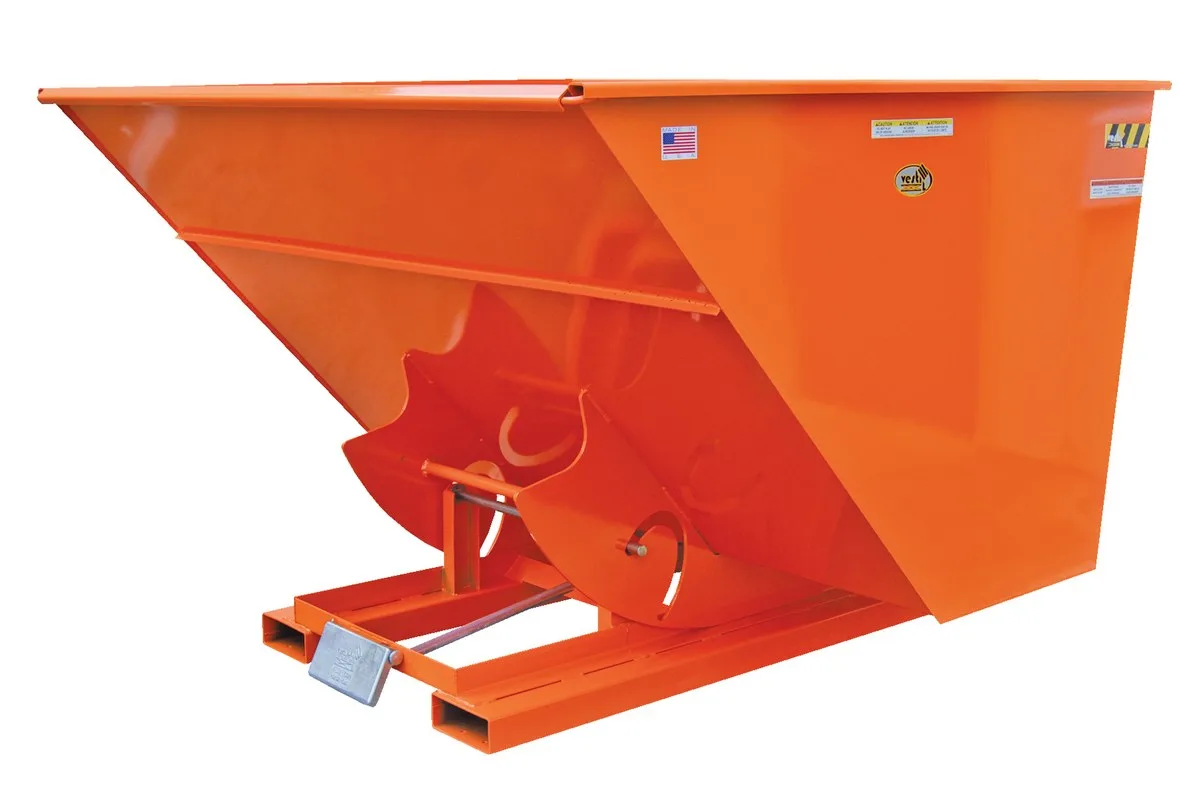 Vestil D-50-MD-ORG-C d style - self-dumping steel hoppers with bumper release