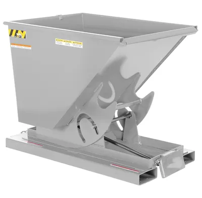 Vestil Steel Medium Duty Self Dumping Hopper 1/2 Cubic Yard 4000 Lb. Capacity Silver Lining