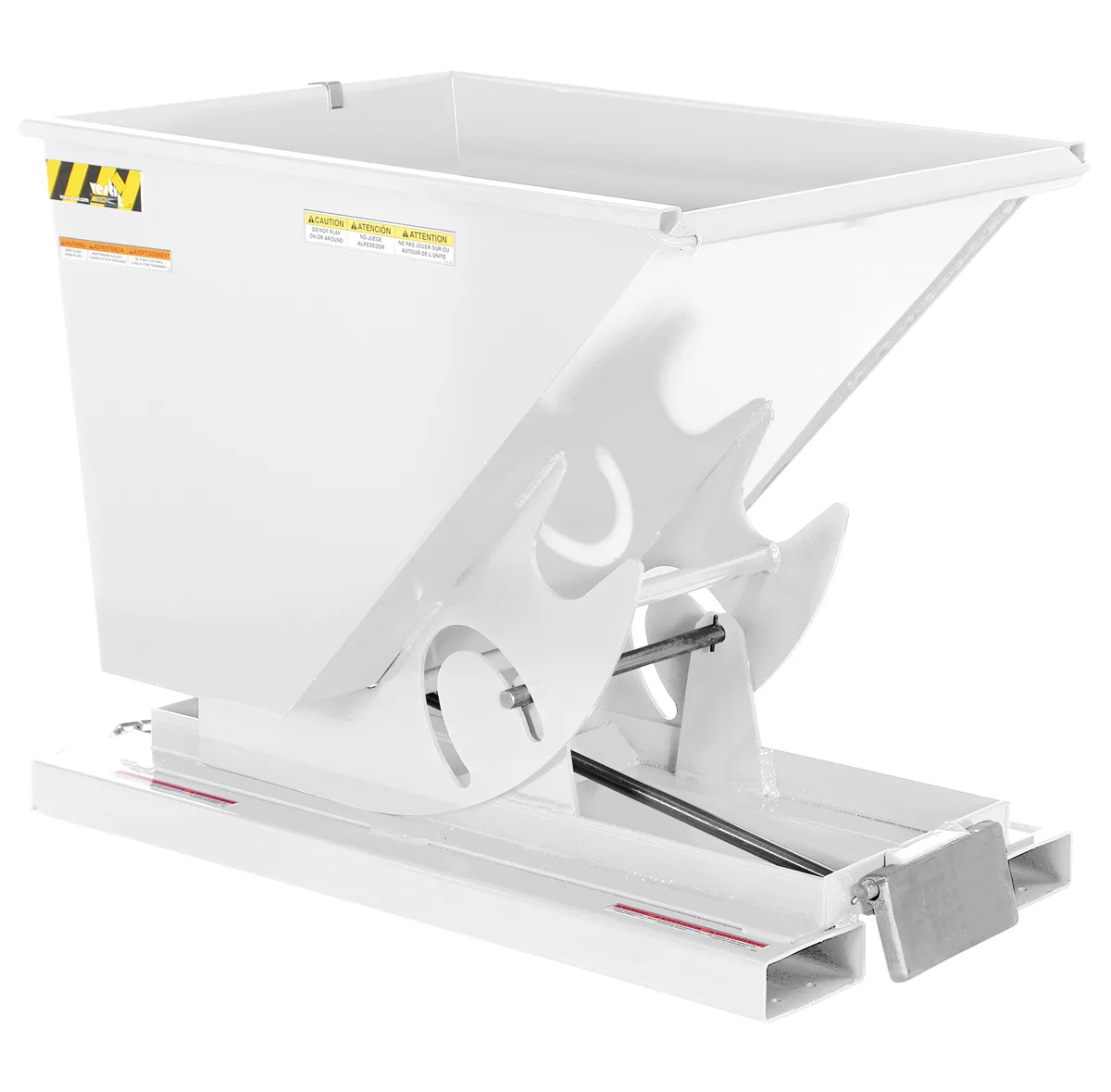 Vestil D-50-MD-WHT d style - self-dumping steel hoppers with bumper release
