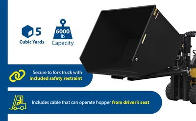 Vestil D-500-HD-BLK-SG d style - self-dumping steel hoppers with bumper release feature highlights
