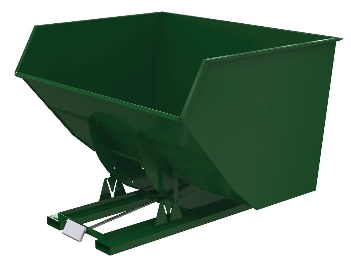 Vestil D-500-HD-GRN-H d style - self-dumping steel hoppers with bumper release