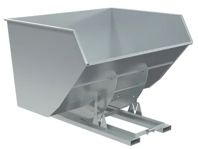 Vestil Steel Heavy Duty No Bump & Dump Hopper 5 Cubic Yard 6000 Lb. Capacity Silver