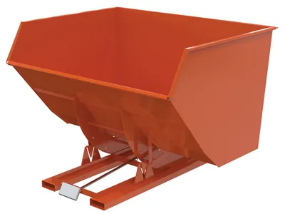 Vestil Steel Heavy Duty Self Dumping Hopper 5 Cubic Yard 6000 Lb. Capacity Orange