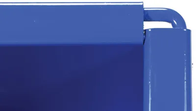 Vestil D-75-HD d style - self-dumping steel hoppers with bumper release shown from an alternate angle
