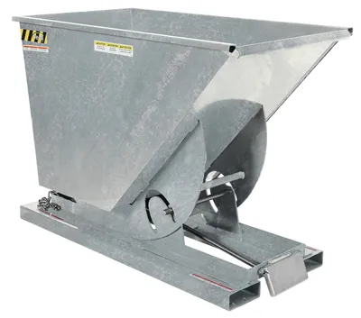 Vestil Steel Heavy Duty Self Dumping Hopper 3/4 Cubic Yard 6000 Lb. Capacity Galvanized