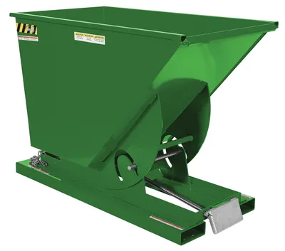 Vestil Steel Heavy Duty Self Dumping Hopper 3/4 Cubic Yard 6000 Lb. Capacity Green