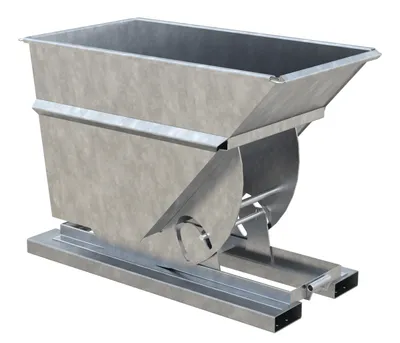 Vestil Steel Heavy Duty No Bump & Dump Hopper 3/4 Cubic Yard 6000 Lb. Capacity Galvanized