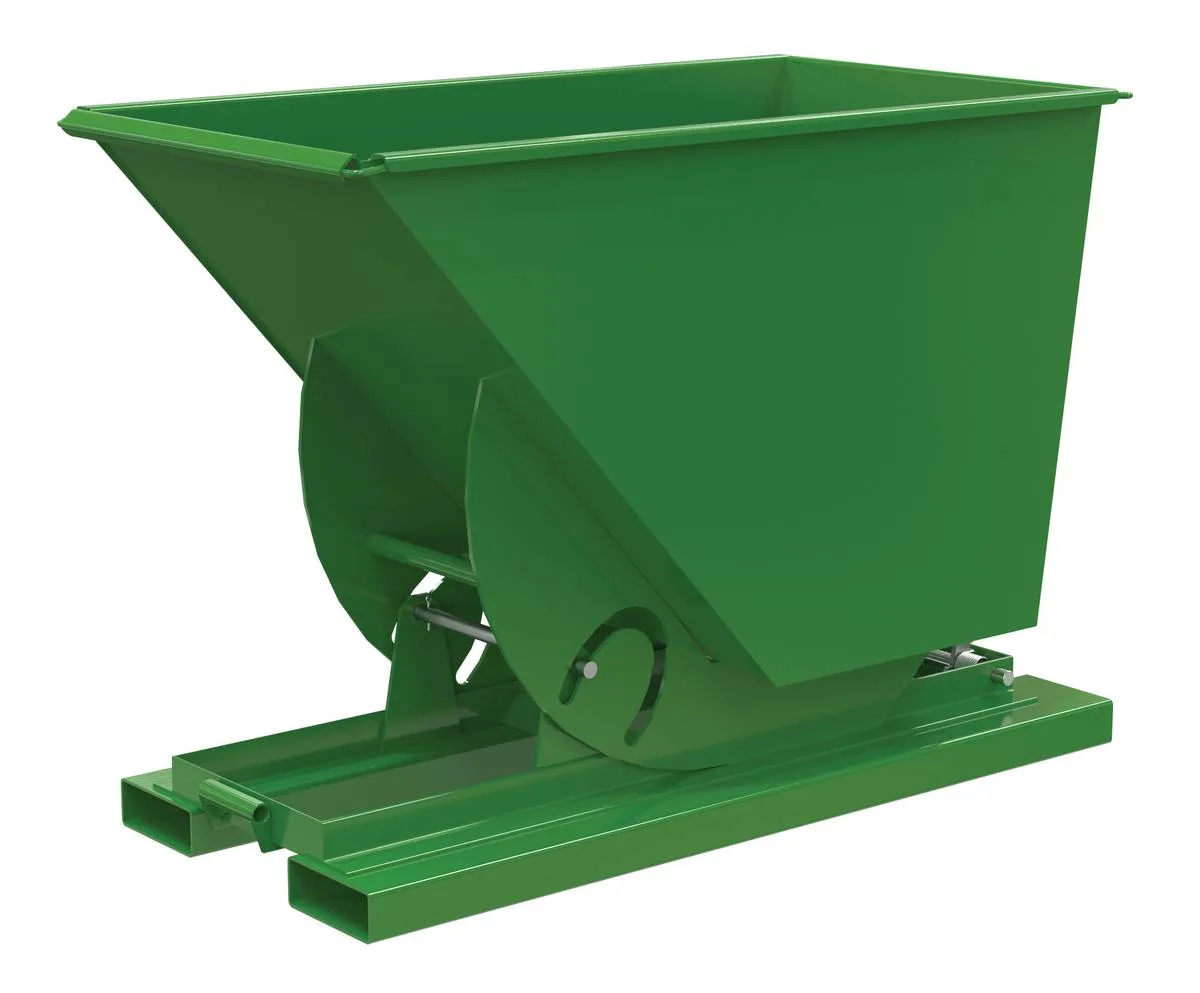 Vestil D-75-HD-NB-GRN-T d-style hoppers, no bump & dump