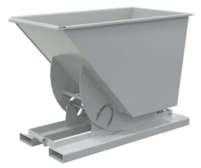 Vestil Steel Heavy Duty No Bump & Dump Hopper 3/4 Cubic Yard 6000 Lb. Capacity Machine Gray