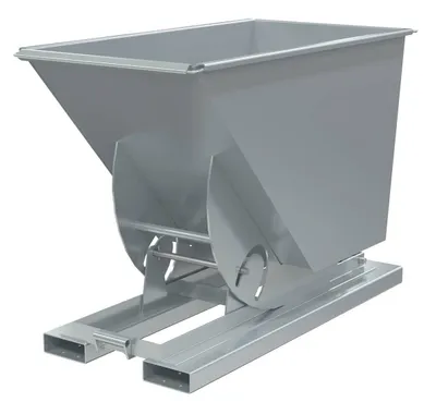 Vestil Steel Heavy Duty No Bump & Dump Hopper 3/4 Cubic Yard 6000 Lb. Capacity Silver