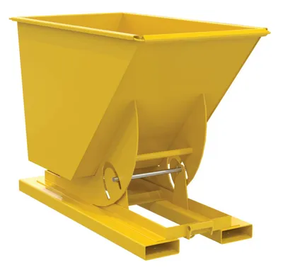 Vestil Steel Heavy Duty No Bump & Dump Hopper 3/4 Cubic Yard 6000 Lb. Capacity Yellow