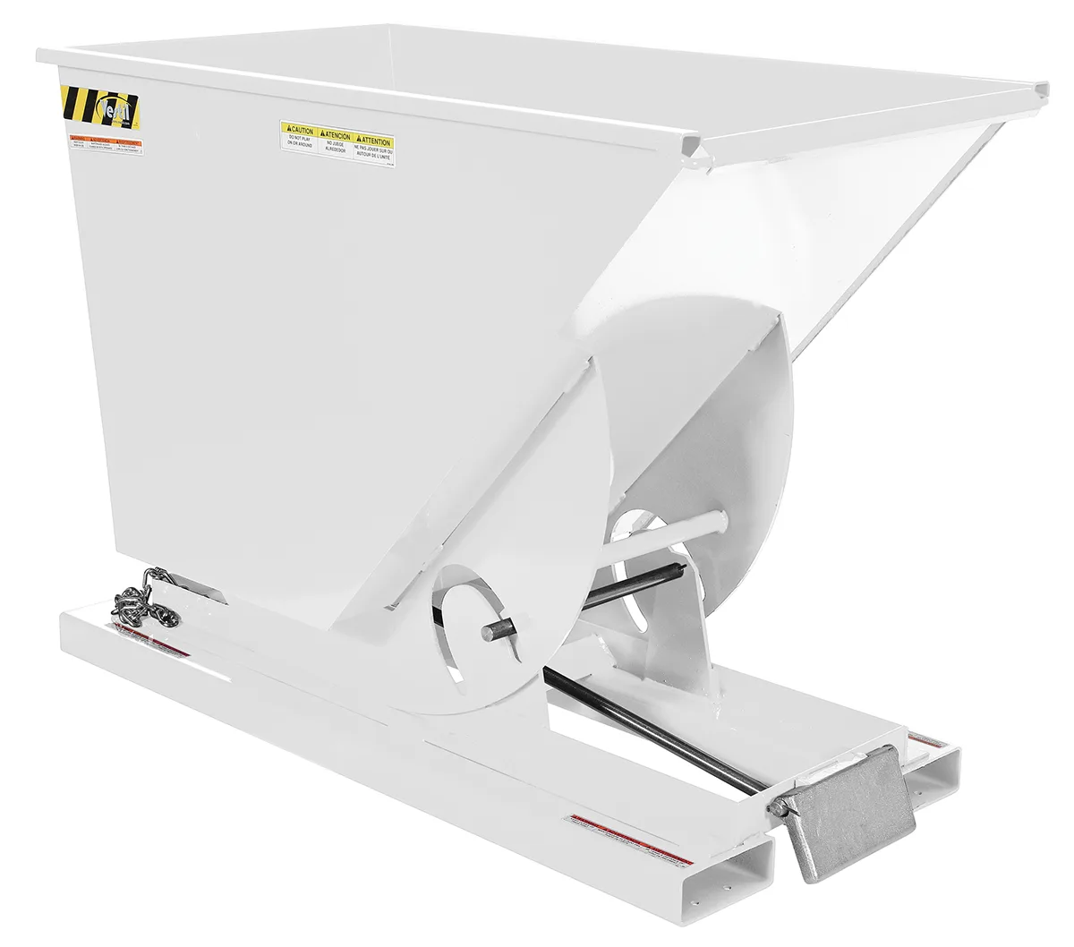 Vestil D-75-HD-WHT d style - self-dumping steel hoppers with bumper release