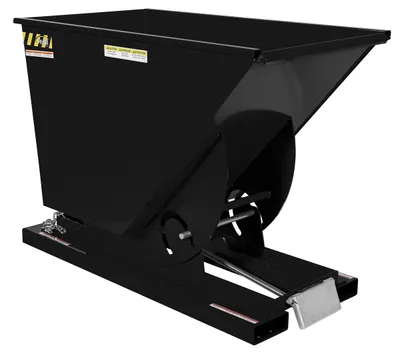 Vestil Steel Light Duty Self Dumping Hopper 3/4 Cubic Yard 2000 Lb. Capacity Semi Gloss Black
