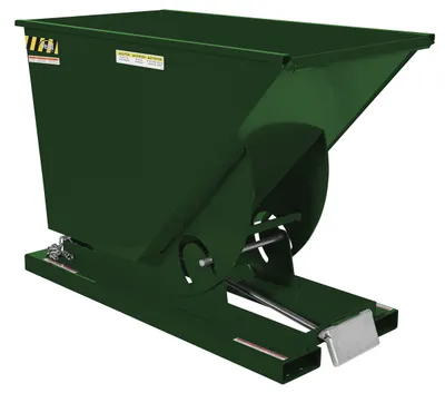 Vestil Steel Light Duty Self Dumping Hopper 3/4 Cubic Yard 2000 Lb. Capacity Hunter Green