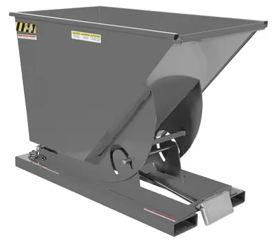 Vestil Steel Light Duty Self Dumping Hopper 3/4 Cubic Yard 2000 Lb. Capacity Battleship Gray