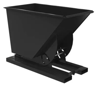 Vestil Steel Light Duty No Bump & Dump Hopper 3/4 Cubic Yard 2000 Lb. Capacity Semi Gloss Black