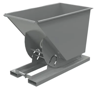 Vestil Steel Light Duty No Bump & Dump Hopper 3/4 Cubic Yard 2000 Lb. Capacity Battleship Gray