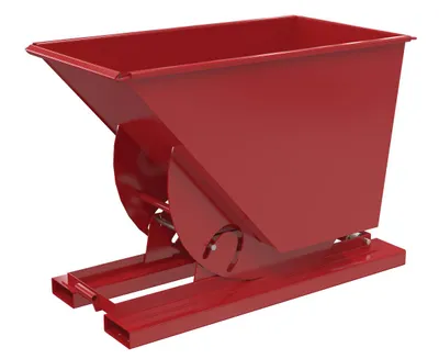 Vestil Steel Light Duty No Bump & Dump Hopper 3/4 Cubic Yard 2000 Lb. Capacity Soda Red