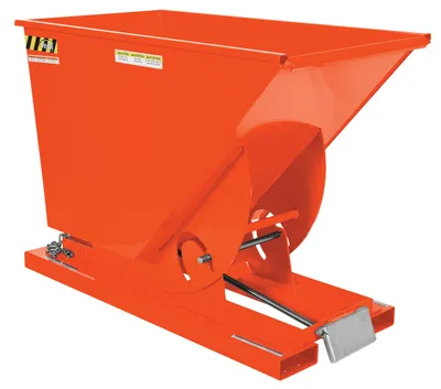 Vestil Steel Light Duty Self Dumping Hopper 3/4 Cubic Yard 2000 Lb. Capacity Orange