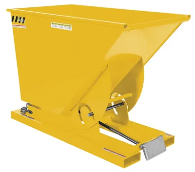 Vestil Steel Light Duty Self Dumping Hopper 3/4 Cubic Yard 2000 Lb. Capacity Yellow