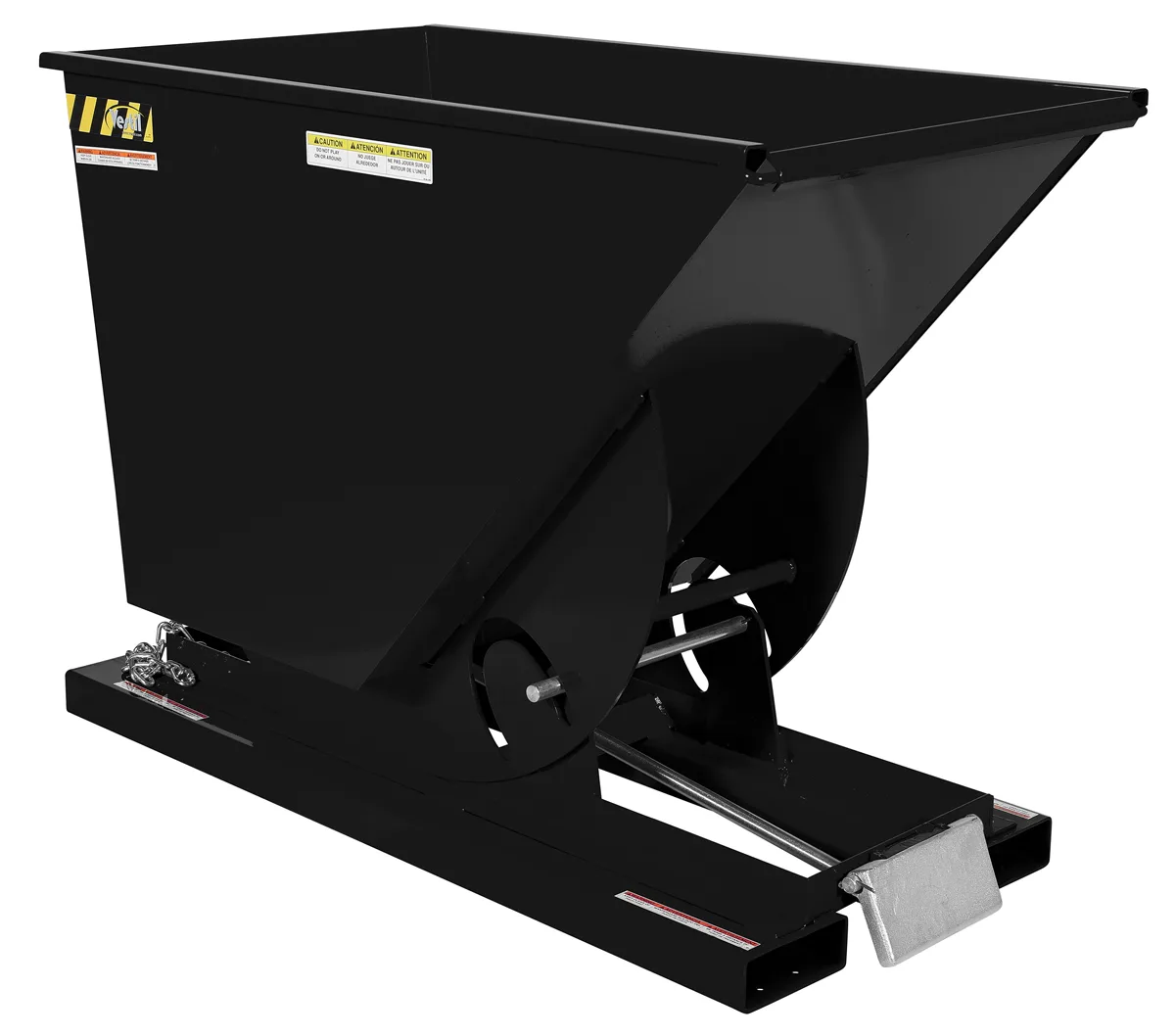 Vestil D-75-MD-BLK-SG d style - self-dumping steel hoppers with bumper release
