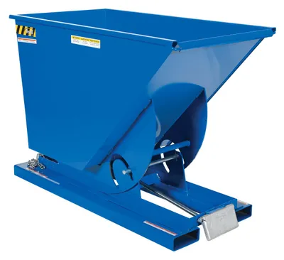 Vestil Steel Medium Duty Self Dumping Hopper 3/4 Cubic Yard 4000 Lb. Capacity Blue