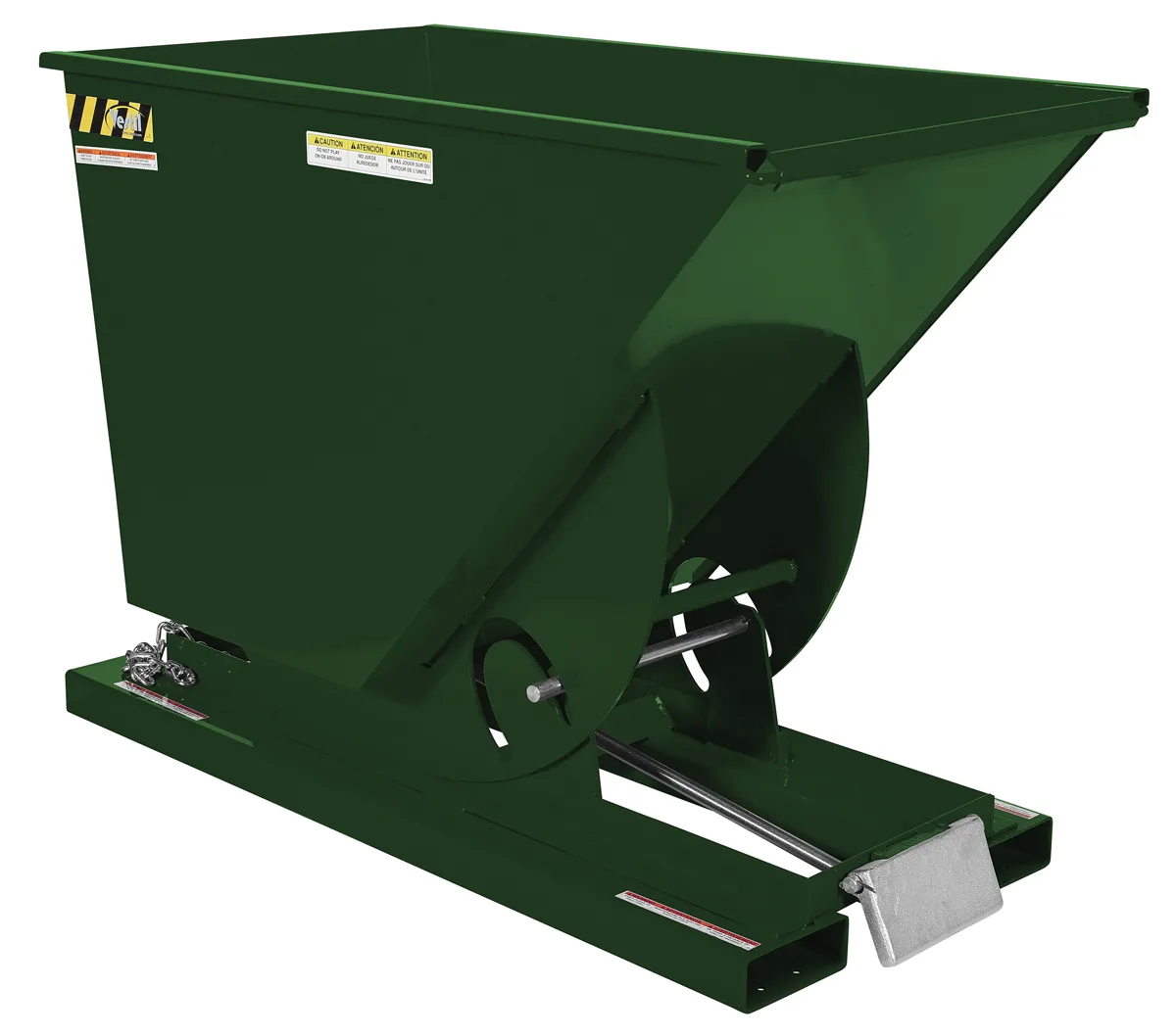 Vestil D-75-MD-GRN-H d style - self-dumping steel hoppers with bumper release