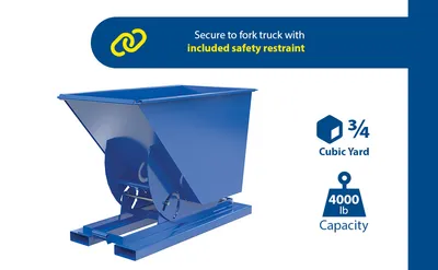Vestil D-75-MD-NB d-style hoppers, no bump & dump feature highlights