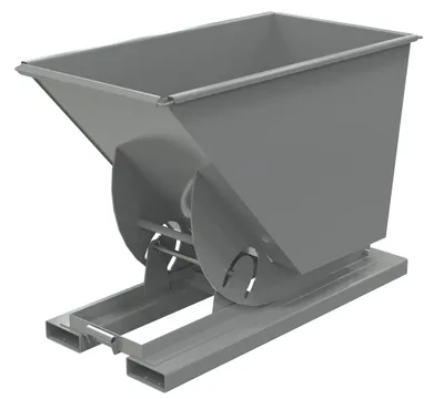 Vestil Steel Medium Duty No Bump & Dump Hopper 3/4 Cubic Yard 4000 Lb. Capacity Battleship Gray