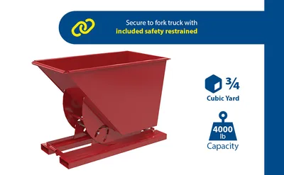 Vestil D-75-MD-NB-SR d-style hoppers, no bump & dump feature highlights