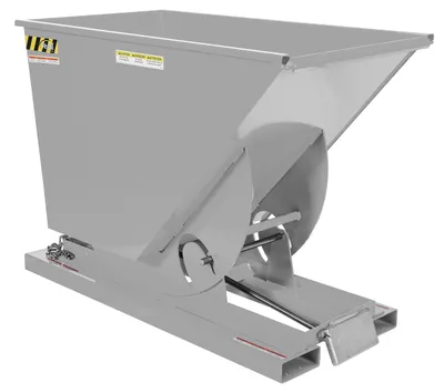 Vestil Steel Medium Duty Self Dumping Hopper 3/4 Cubic Yard 4000 Lb. Capacity Silver Lining