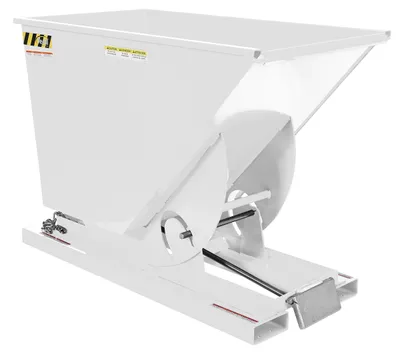 Vestil Steel Medium Duty Self Dumping Hopper 3/4 Cubic Yard 4000 Lb. Capacity White