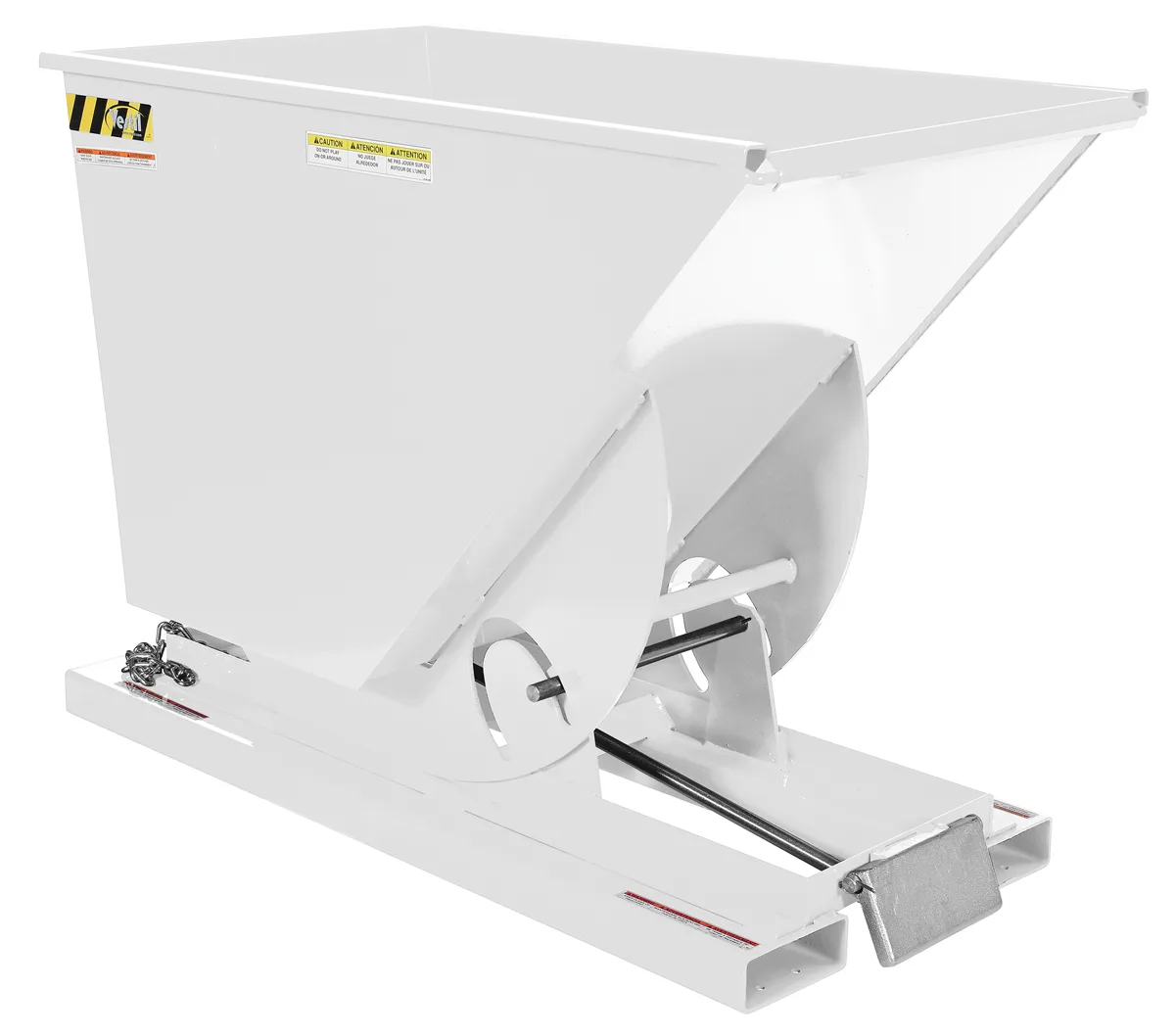 Vestil D-75-MD-WHT d style - self-dumping steel hoppers with bumper release