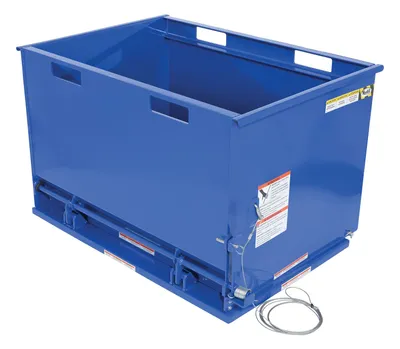 Vestil Steel Drop Bottom Hopper 1 Cubic Yard 3,000 Lb. Capacity Blue