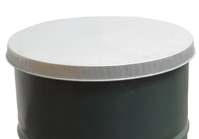 Vestil DC-235-15PKG galvanized steel drum cover shown from an alternate angle