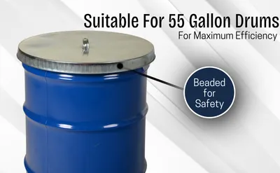 Vestil DC-245-H galvanized steel drum cover feature highlights